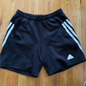 Adidas Black Athletic Shorts with White Accents